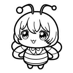 Pobarvanka čebelice v stilu anime