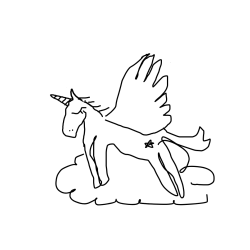 pobarvanka čudovitega krilatega samoroga na oblaku