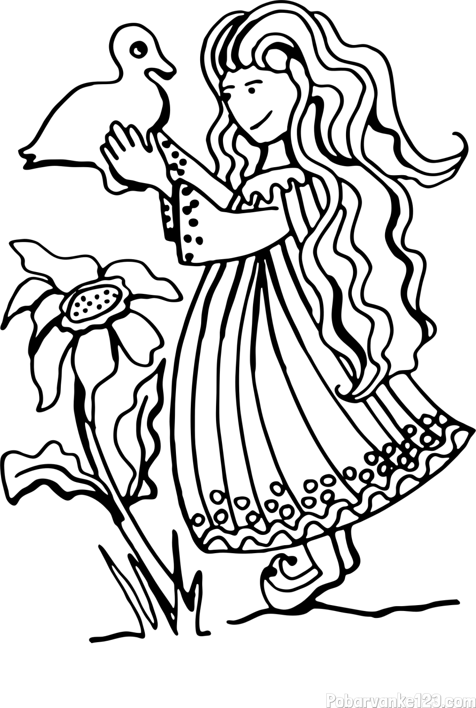 Pobarvanka deklice in račke