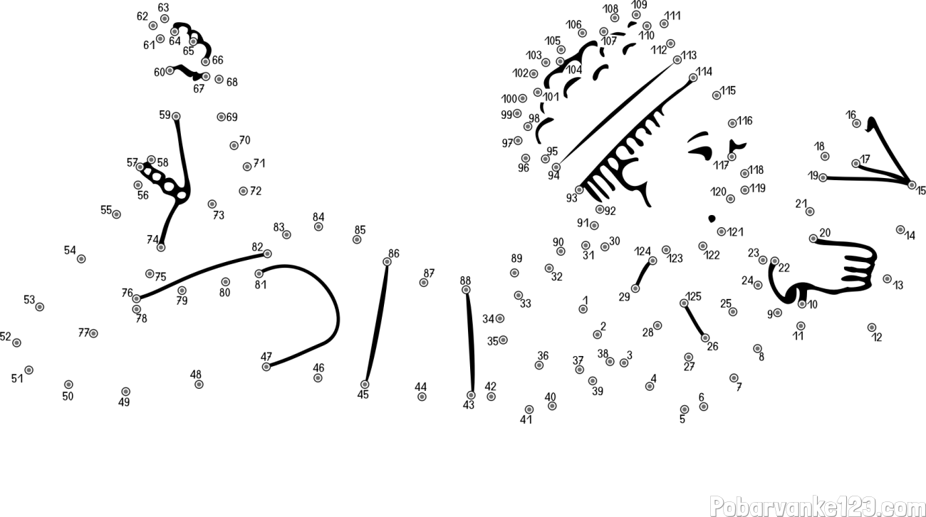 Pobarvanka deklice - poveži številke od pike do pike