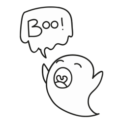 Pobarvanka duhca z napisom Boo!