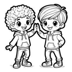 Pobarvanka dveh nasmejanih prijateljev