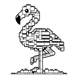 Pobarvanka flaminga sestavljenega iz LEGO kock