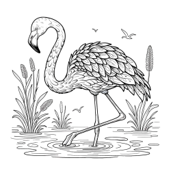 Pobarvanka flaminga v močvirju