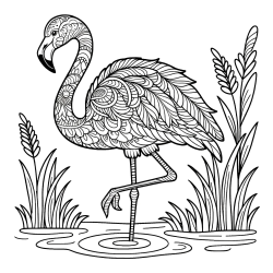 Pobarvanka flaminga z abstraktnimi vzorci