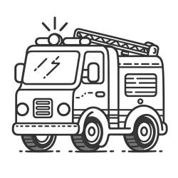 Pobarvanka gasilskega avta z vklopljeno sireno