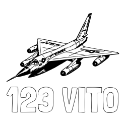 Online izdelana pobarvanka - Pobarvanka imena 123 VITO in pobarvanka vojaškega lovca