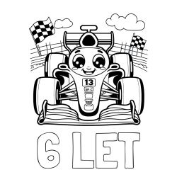 Online izdelana pobarvanka - Pobarvanka imena 6 LET in otroška pobarvanka FORMULA 1