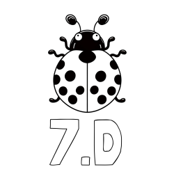 Online izdelana pobarvanka - Pobarvanka imena 7.D in pobarvanka pikapolonice z velikimi tipalkami