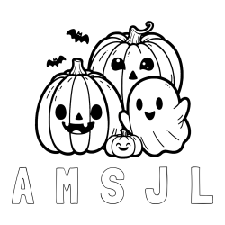 Online izdelana pobarvanka - Pobarvanka imena A  M  S  J  L in pobarvanka duhca in buč za noč čarovnic