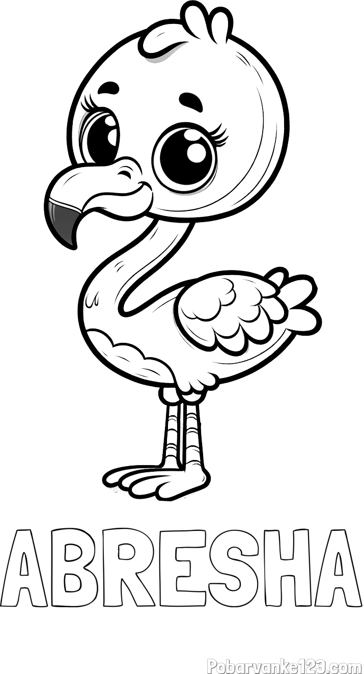 Pobarvanka imena ABRESHA in pobarvanka majhnega flaminga