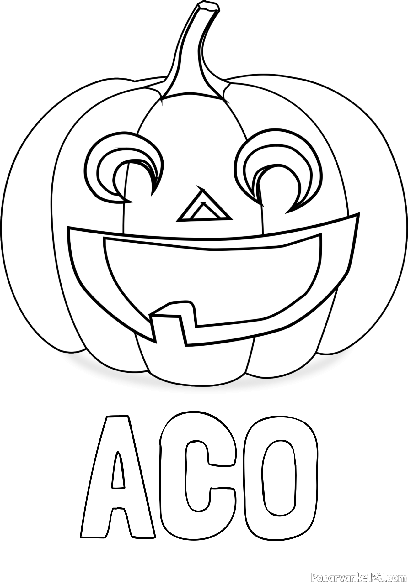 Pobarvanka imena ACO in pobarvanka nasmejane buče za noč čarovnic