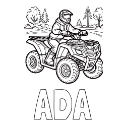Online izdelana pobarvanka - Pobarvanka imena ADA in pobarvanka motorista na štirikolesniku