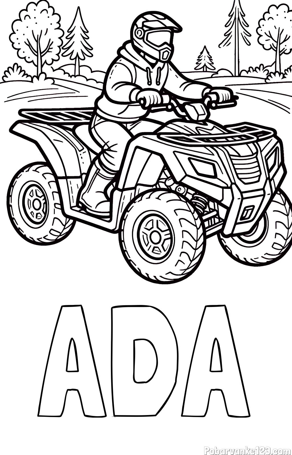 Pobarvanka imena ADA in pobarvanka motorista na štirikolesniku