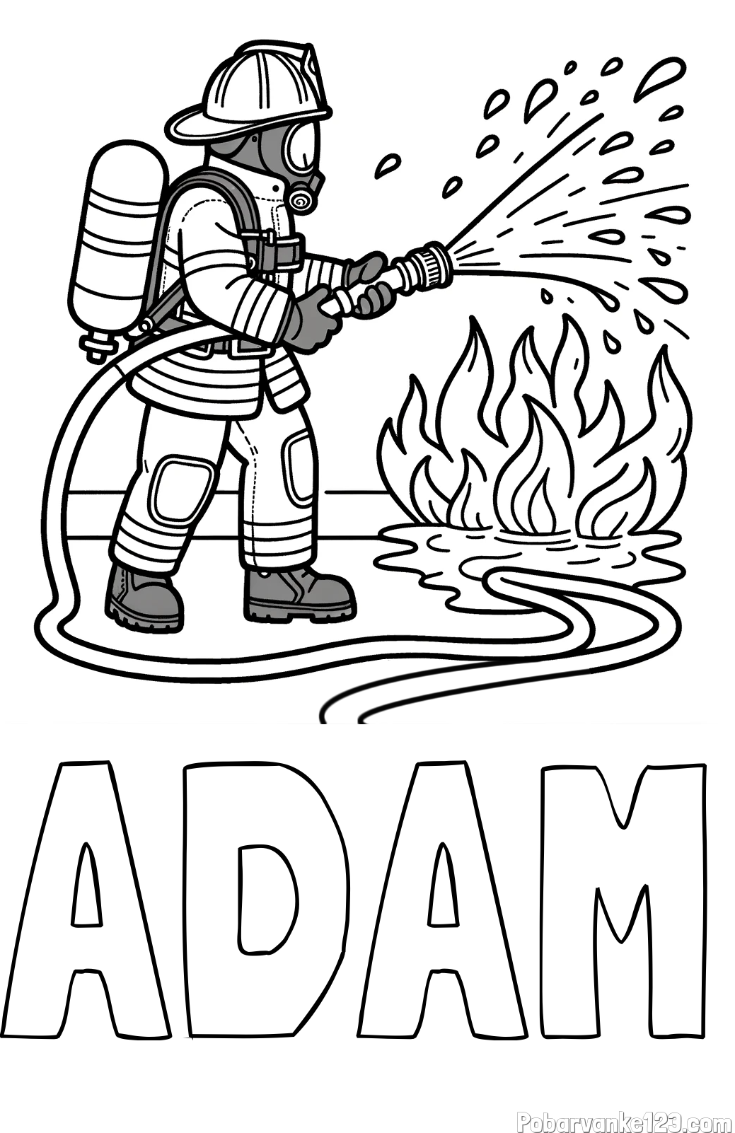 Pobarvanka imena ADAM in pobarvanka gasilca in velikega požara