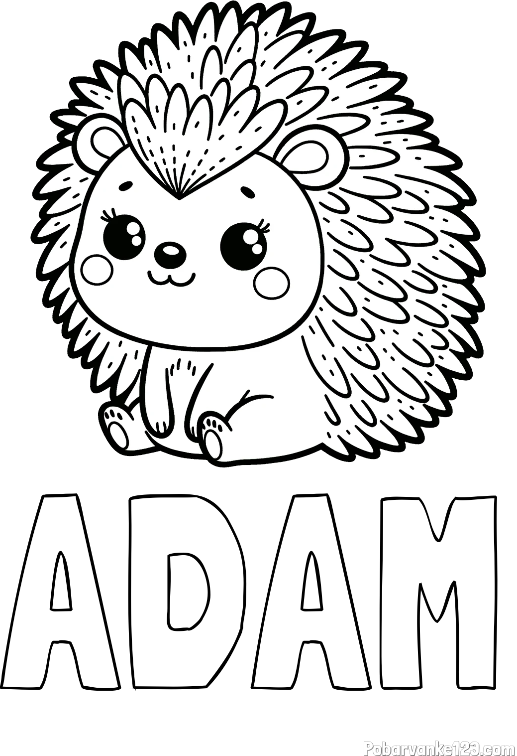 Pobarvanka imena ADAM in pobarvanka nasmejanega ježka