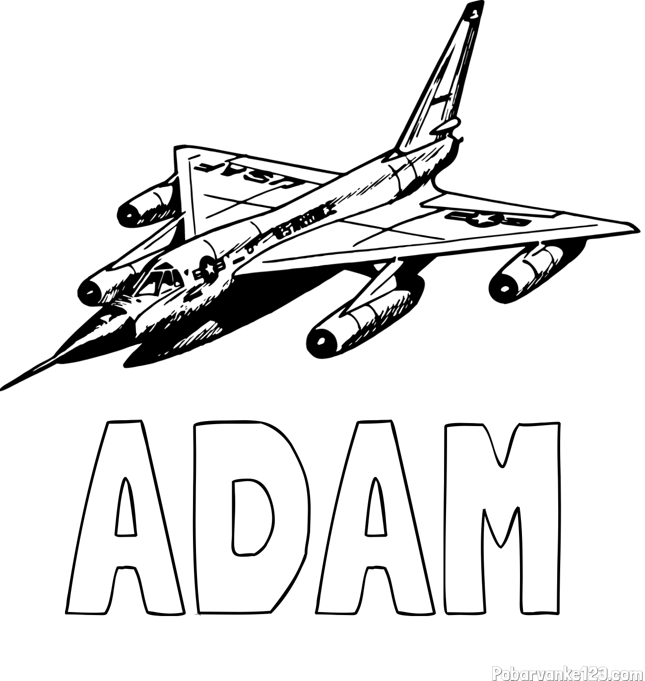 Pobarvanka imena ADAM in pobarvanka vojaškega lovca