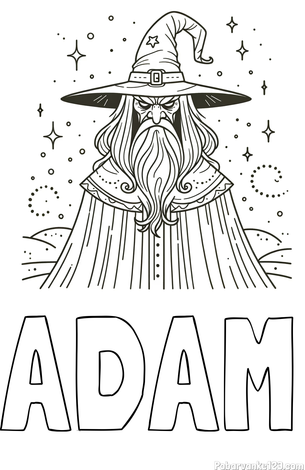 Pobarvanka imena ADAM in pobarvanka zlobnega čarovnika