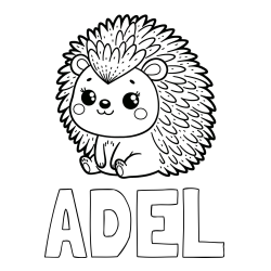 Online izdelana pobarvanka - Pobarvanka imena ADEL in pobarvanka nasmejanega ježka