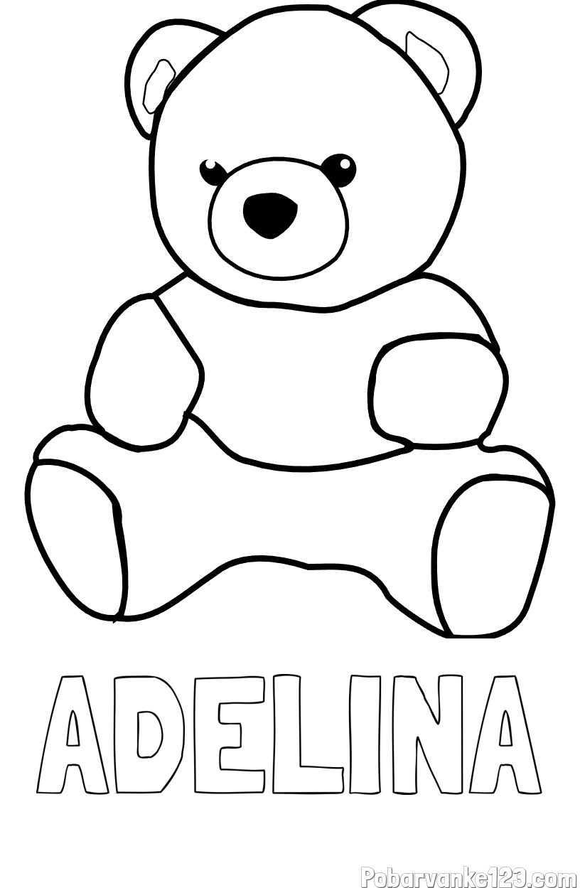 Pobarvanka imena ADELINA in pobarvanka medvedka