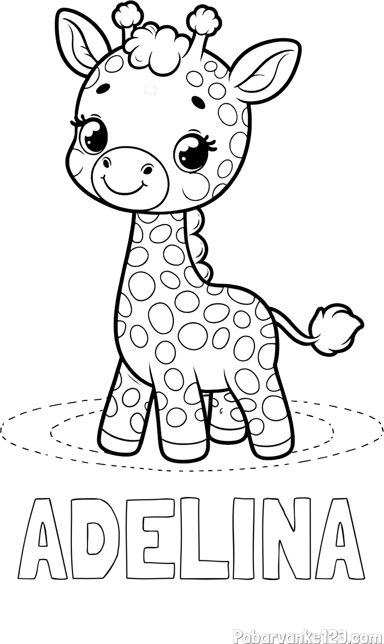 Pobarvanka imena ADELINA in pobarvanka žirafe