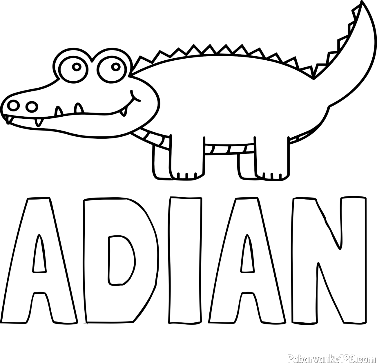 Pobarvanka imena ADIAN in pobarvanka krokodilčka