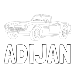 Online izdelana pobarvanka - Pobarvanka imena ADIJAN in pobarvnaka starega BMW