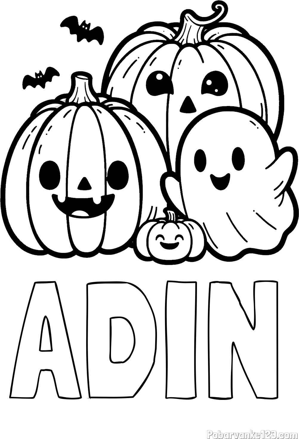 Pobarvanka imena ADIN in pobarvanka duhca in buč za noč čarovnic