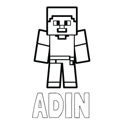 Pobarvanka imena ADIN in pobarvanka Minecraft figurice