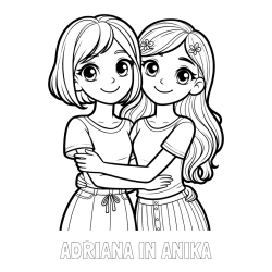 Online izdelana pobarvanka - Pobarvanka imena ADRIANA IN ANIKA in pobarvanka ljubkih prijateljic