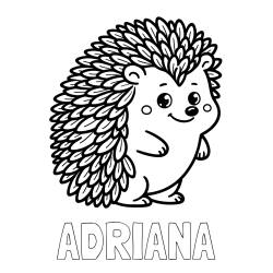 Online izdelana pobarvanka - Pobarvanka imena ADRIANA in pobarvanka prisrčnega ježka