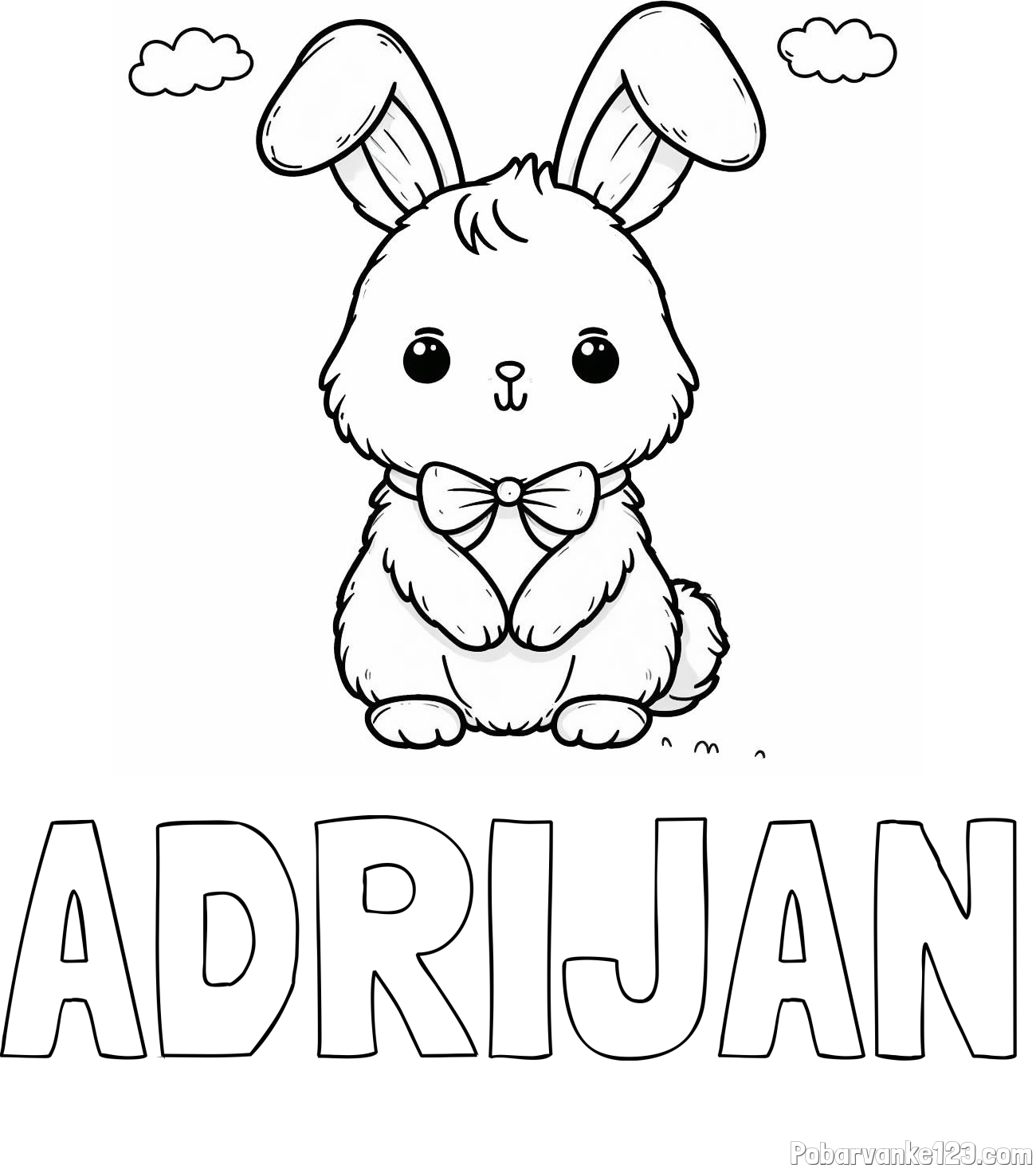 Pobarvanka imena ADRIJAN in pobarvanka prikupnega zajčka
