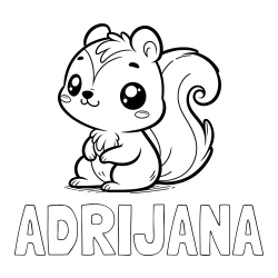 Online izdelana pobarvanka - Pobarvanka imena ADRIJANA in pobarvanka veverice