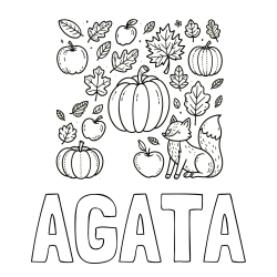 Online izdelana pobarvanka - Pobarvanka imena AGATA in pobarvanka z motivom jeseni