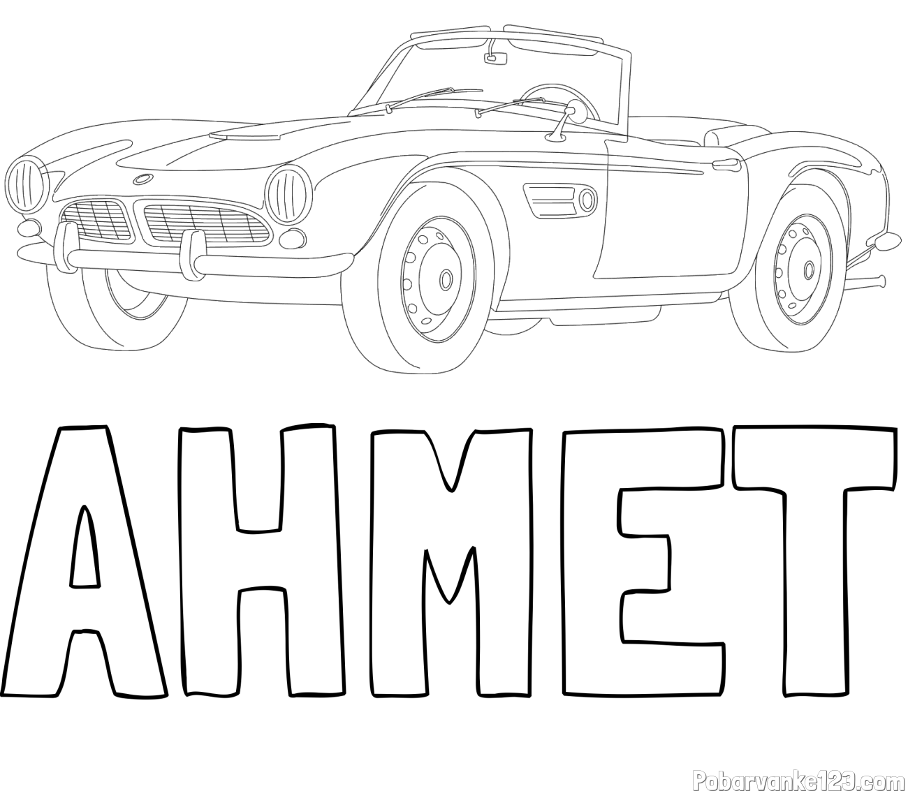 Pobarvanka imena AHMET in pobarvnaka starega BMW