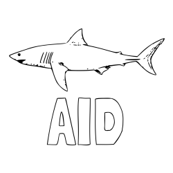 Online izdelana pobarvanka - Pobarvanka imena AID in pobarvanka morskega psa