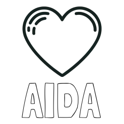 Online izdelana pobarvanka - Pobarvanka imena AIDA in pobarvanka lepega srčka