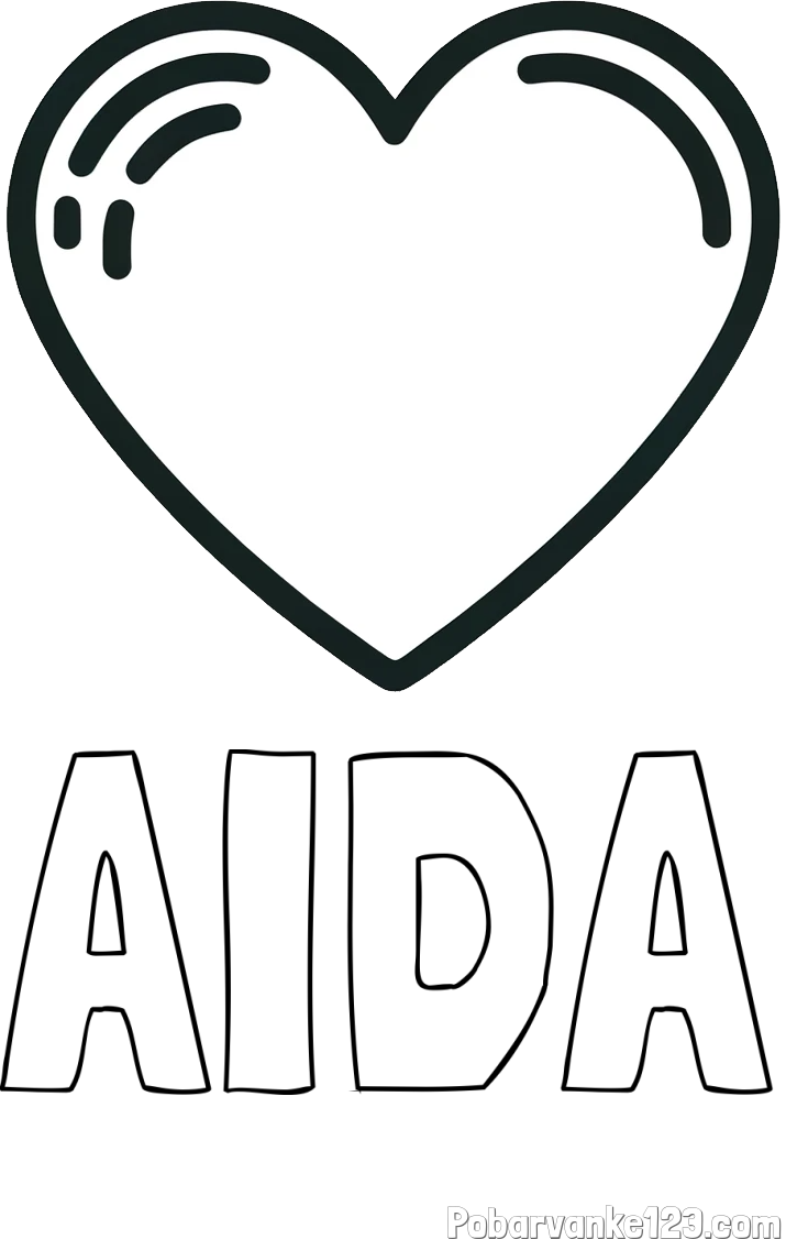 Pobarvanka imena AIDA in pobarvanka lepega srčka