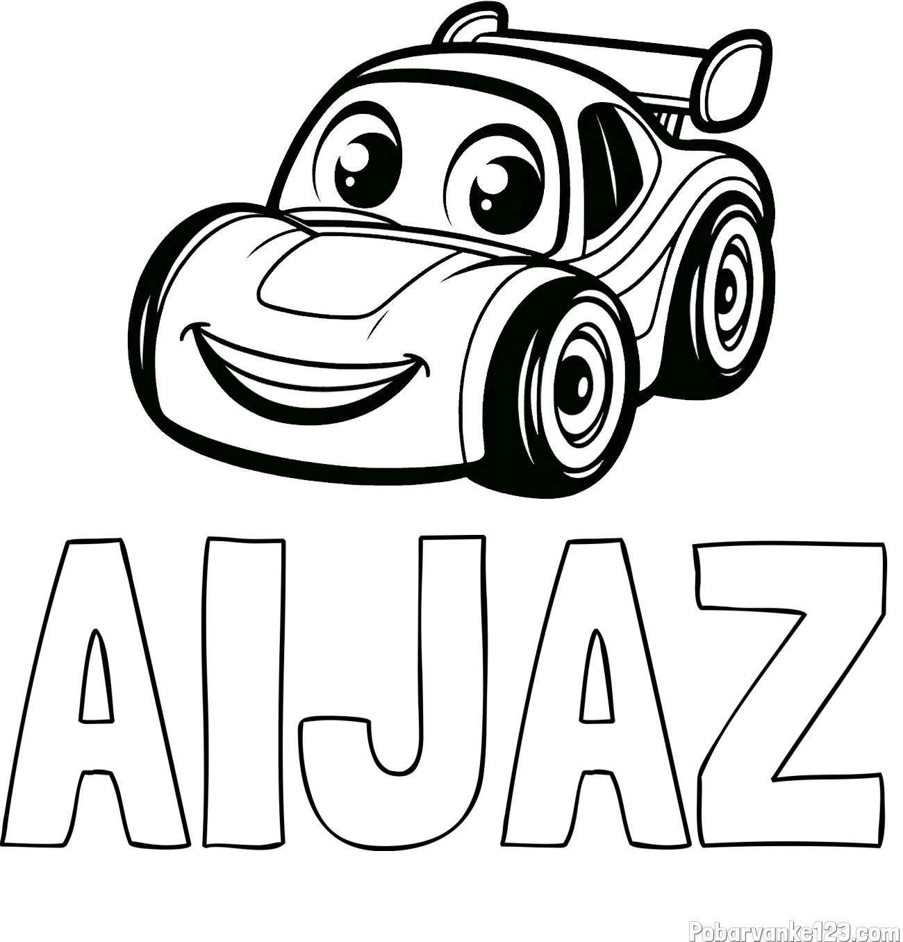 Pobarvanka imena AIJAZ in pobarvanka otroškega avtomobila