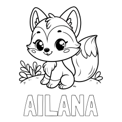 Online izdelana pobarvanka - Pobarvanka imena AILANA in pobarvanka lisičke
