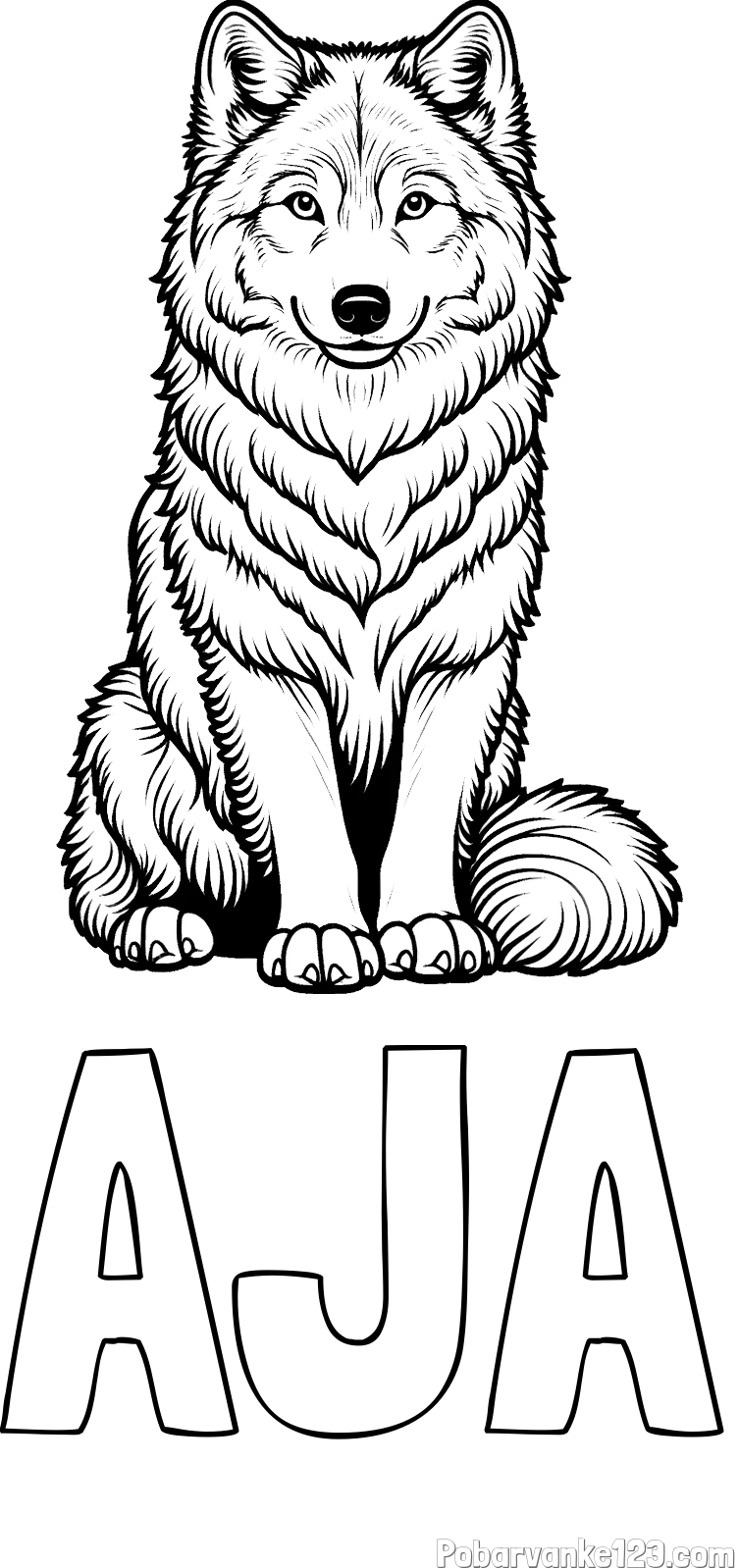 Pobarvanka imena AJA in pobarvanka prijaznega volka