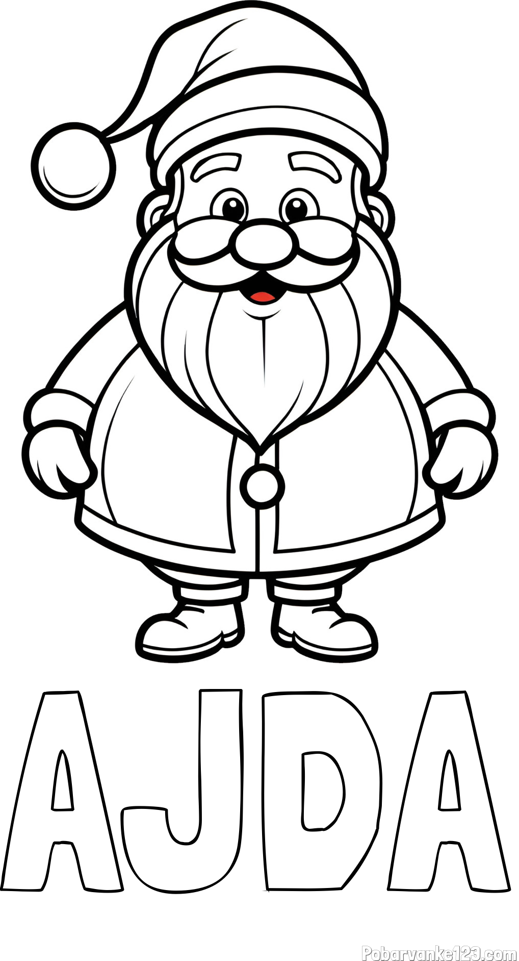 Pobarvanka imena AJDA in otroška pobarvanka prikupnega Božička