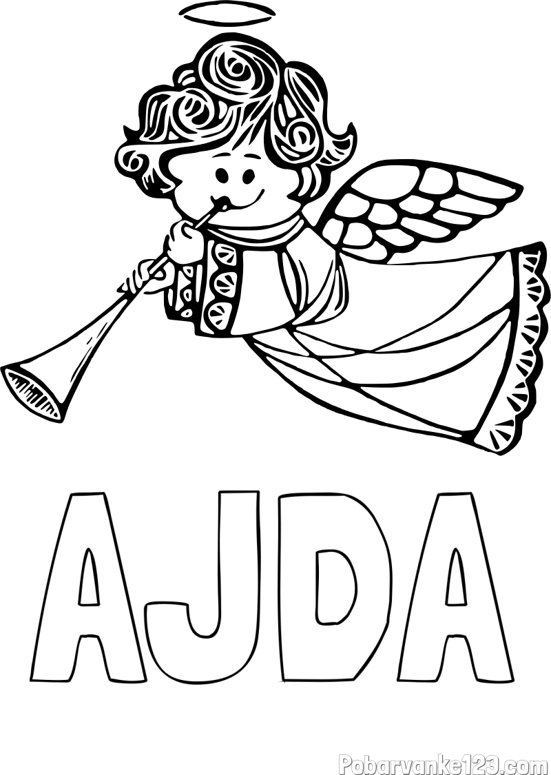 Pobarvanka imena AJDA in pobarvanka angelčka