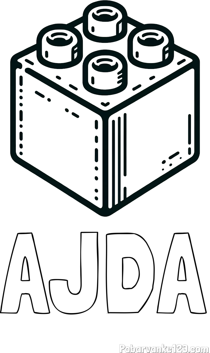 Pobarvanka imena AJDA in pobarvanka LEGO kocke