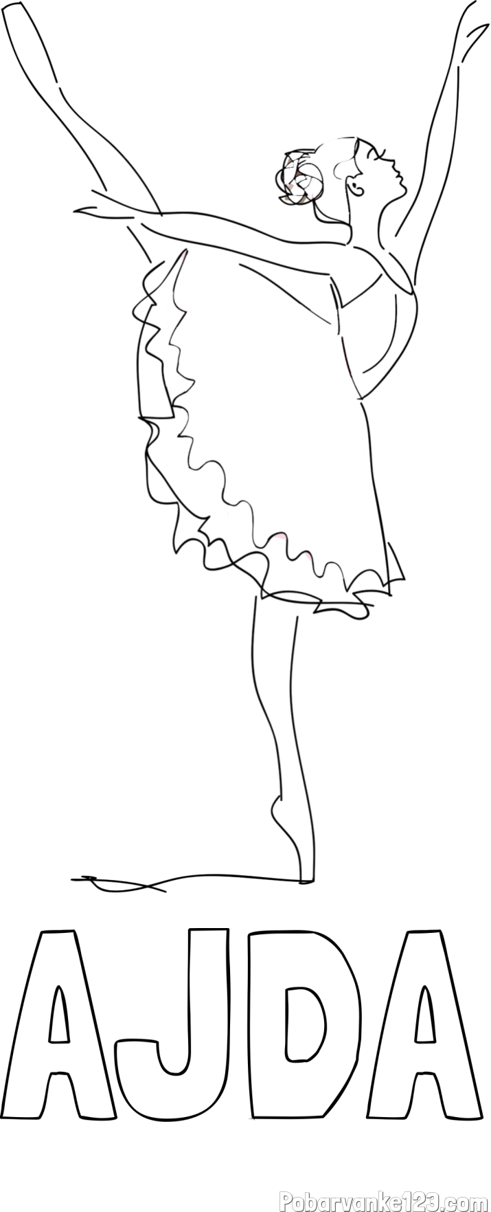 Pobarvanka imena AJDA in pobarvanka ljubke baletke