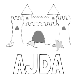 Online izdelana pobarvanka - Pobarvanka imena AJDA in pobarvanka peščenega gradu