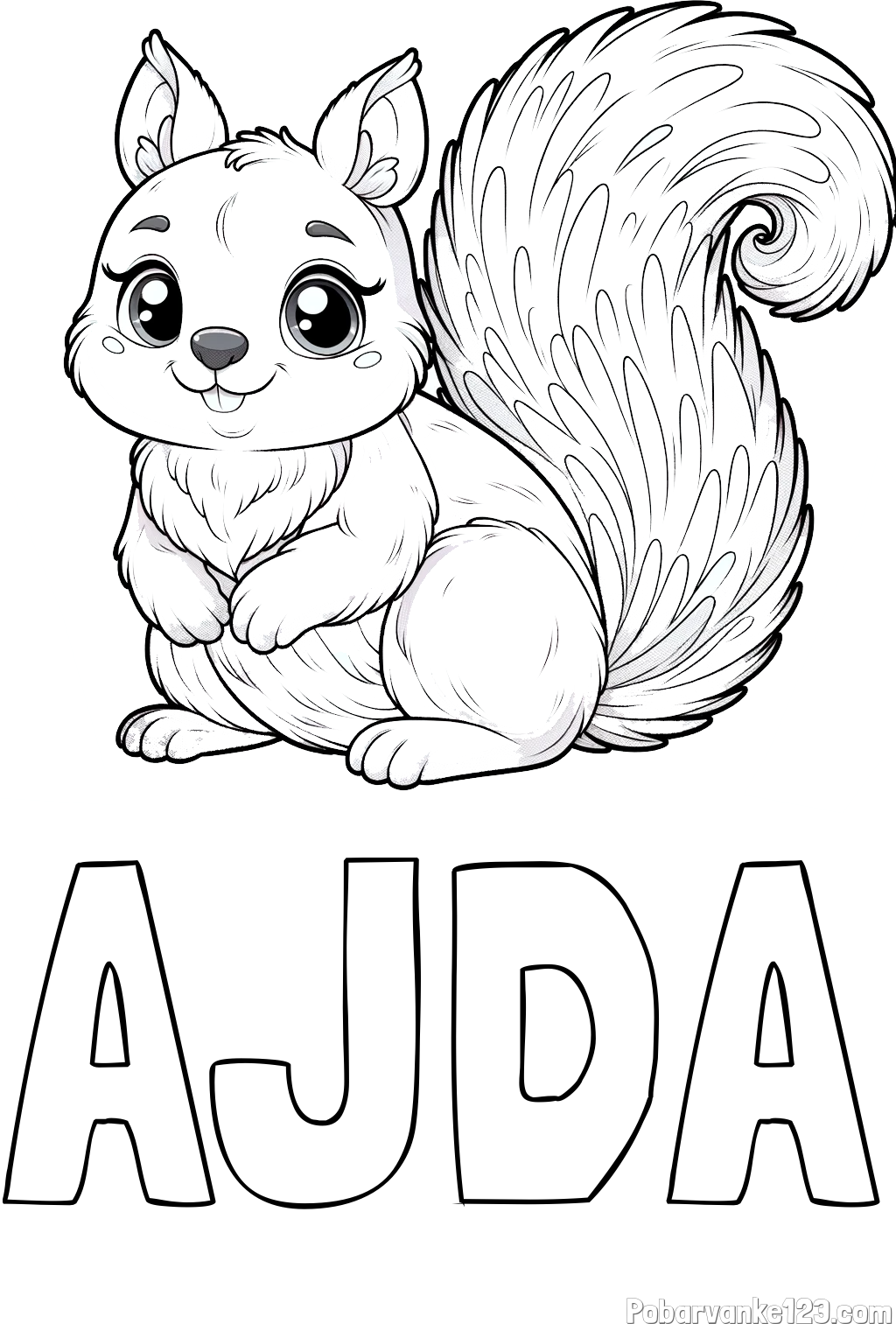 Pobarvanka imena AJDA in pobarvanka prikupne veverice