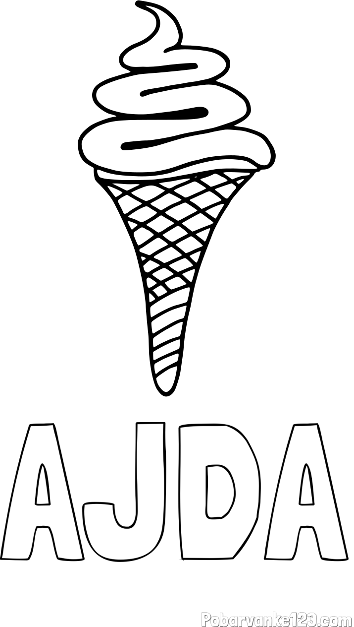 Pobarvanka imena AJDA in pobarvanka sladoleda