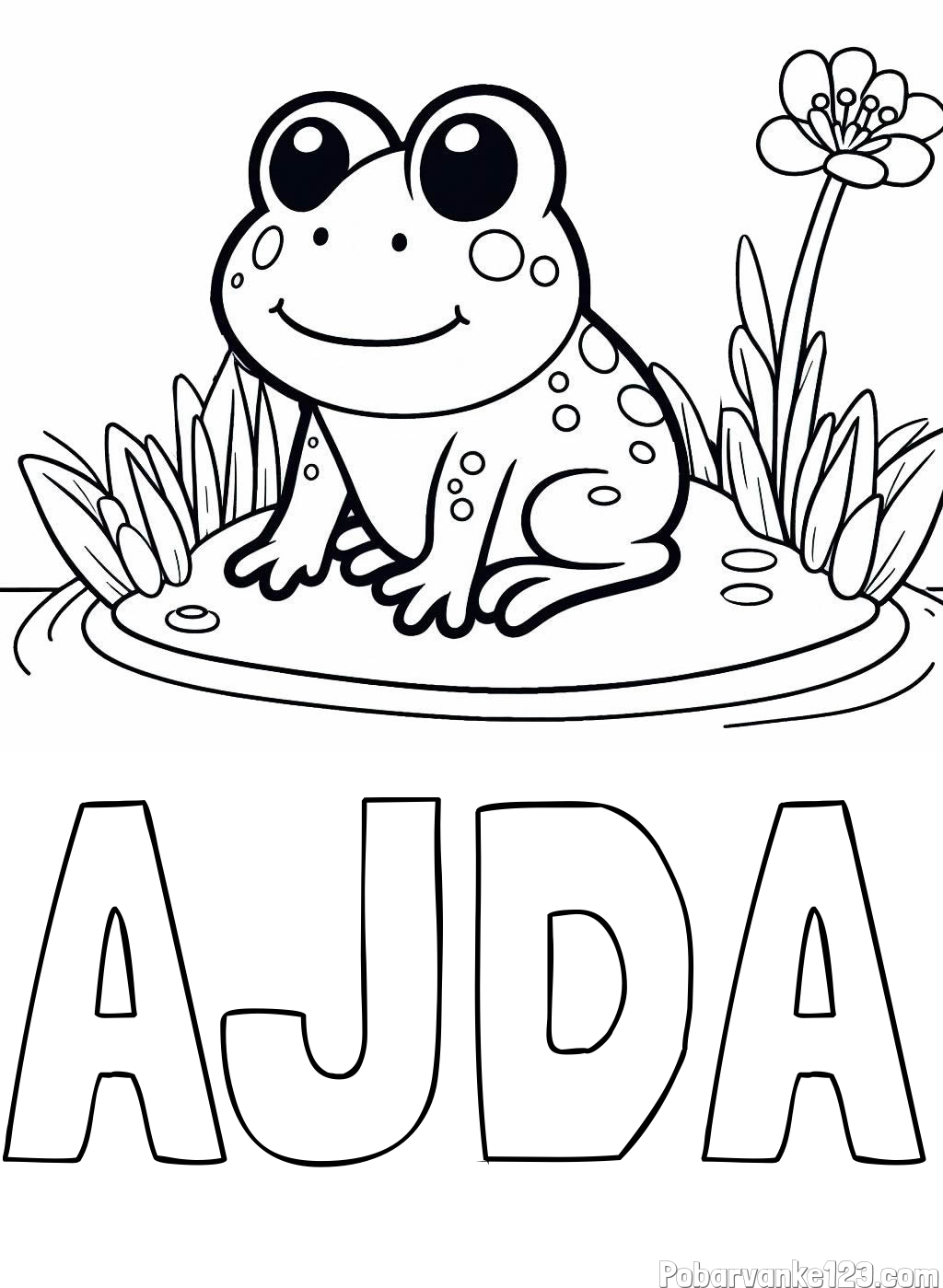 Pobarvanka imena AJDA in pobarvanka žabe