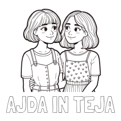 Online izdelana pobarvanka - Pobarvanka imena AJDA IN TEJA in pobarvanka dveh najboljših prijateljic